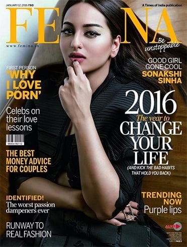 Sonakshi Sinha Femina January 2016 Magazine Cover