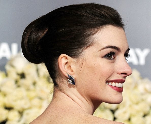 Anne Hathaway Dark Retro Updo Hairstyles