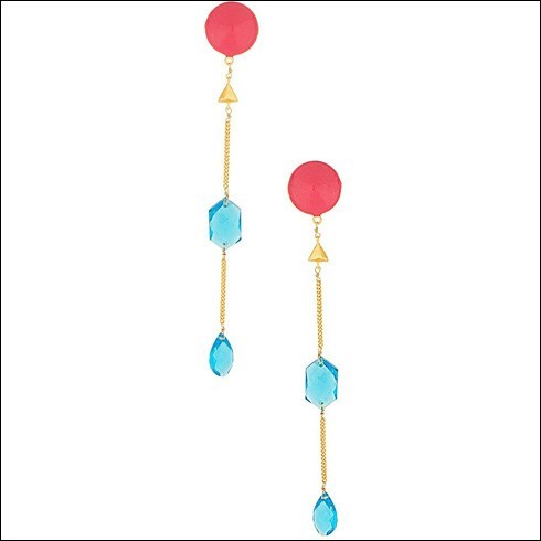 Blue Stone Decked Dangler Earrings