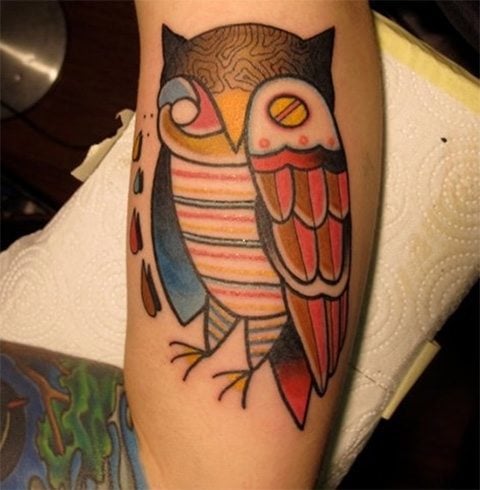 Geometric owl tattoo