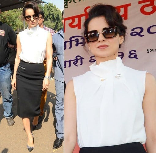 Kangana Ranaut in Madison and Victoria Beckham Skirt