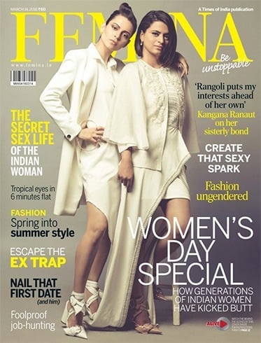 Kangana Ranaut and Rangoli Chandeli on Femina cover March 2016