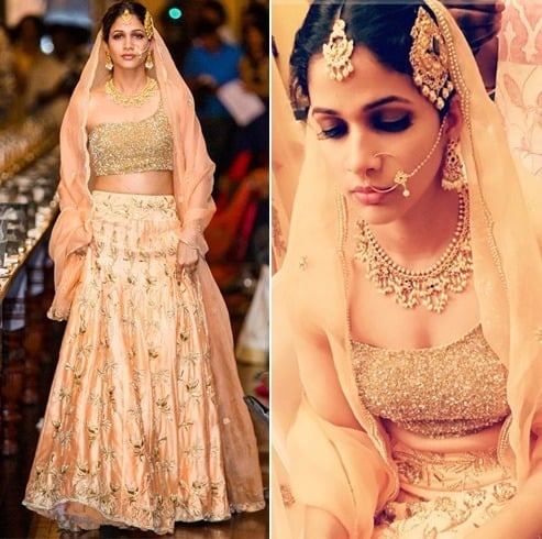 Lavanya Tripathi in peach lehenga