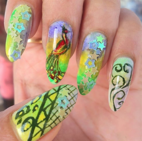 New Nail Art Stickers Peacock Feather Zip Style Transfers Decal From  Hetianxia100, $0.68 | DHgate.Com