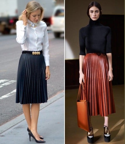 Pleated Leather Skirts