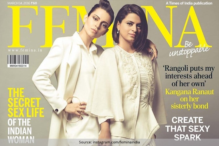 Kangana Ranaut and Rangoli Chandeli on Femina cover March 2016