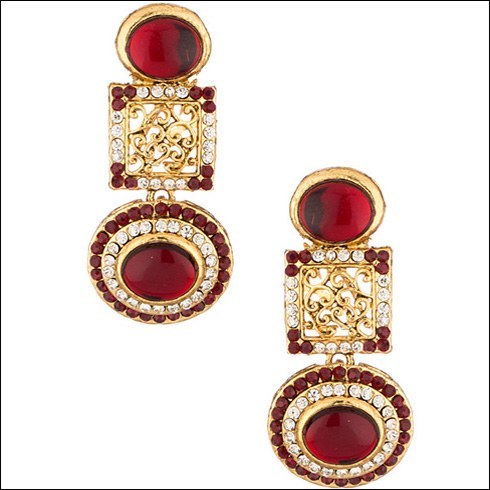 Red Stone Studded Earrings