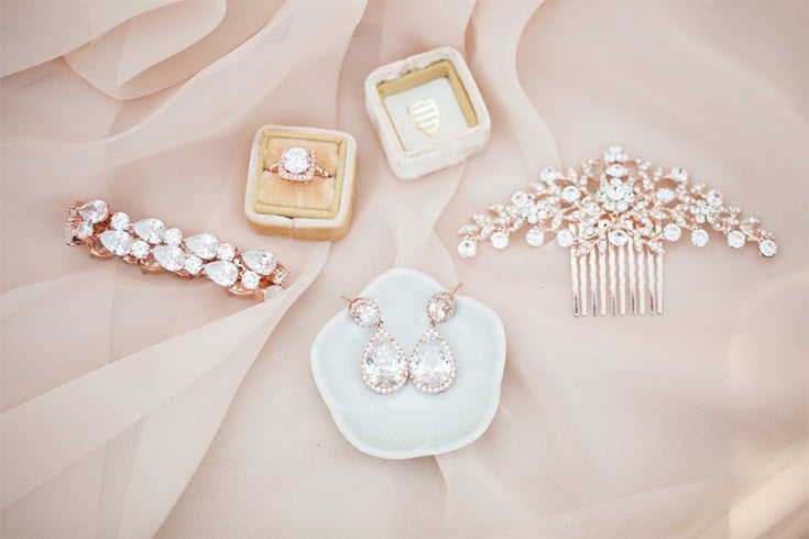Rose gold bridal accessories