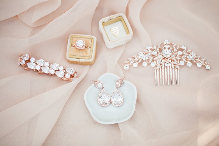 Rose gold bridal accessories
