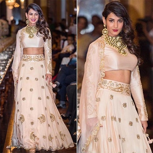 Sonal Chauhan in beige lehenga