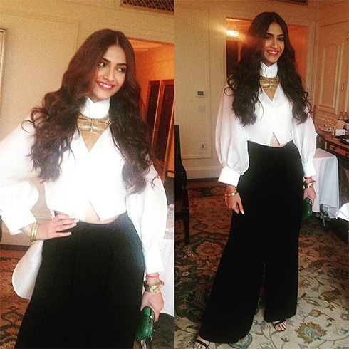 Sonam Kapoor in black and white separates