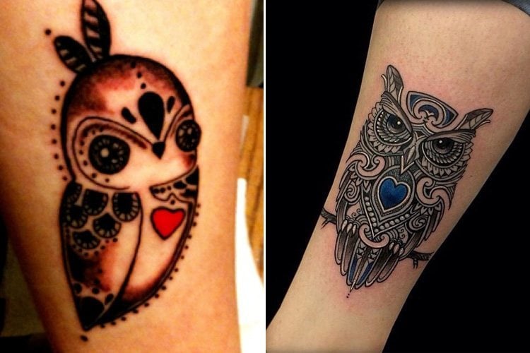 Two Toned Owl Tattoos