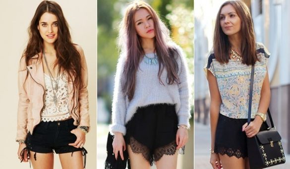 Womens Black Lace Shorts