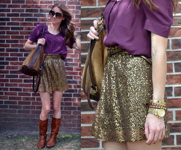 Combination Of Sequin Skirt With Boots