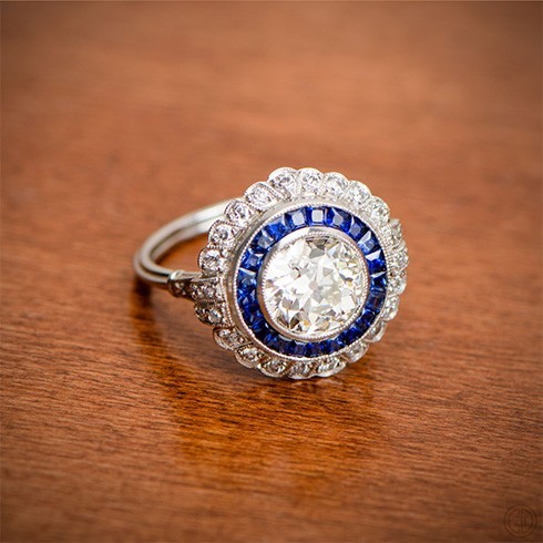 Diamond and sapphire halo