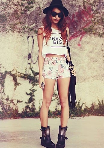 Floral Shorts and Graphic Tee