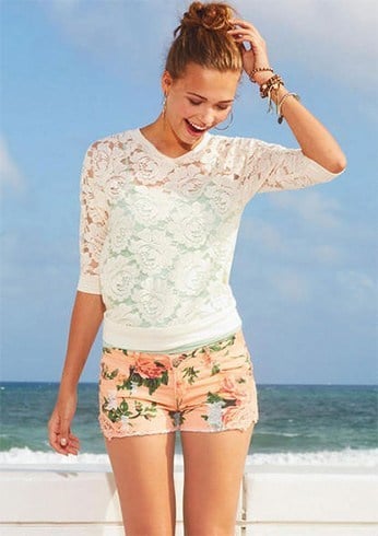 Floral Shorts and Lace Tops