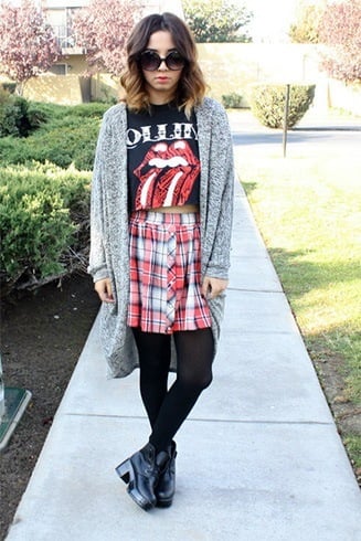 Funky tops with tartan skirt