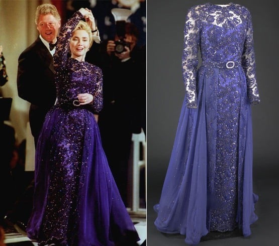 Hillary Rodham Clinton violet lace gown