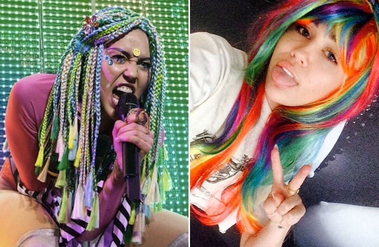 Miley Cyrus multi colored braided wig