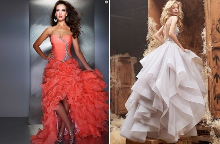 Ruffled gowns for wedding