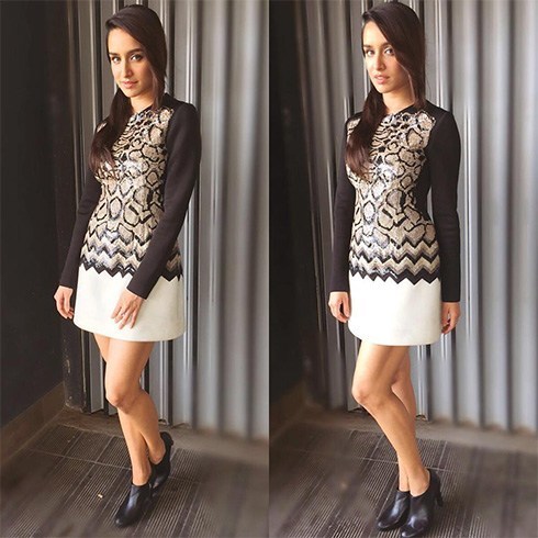 Shraddha in Huemn black and white dress