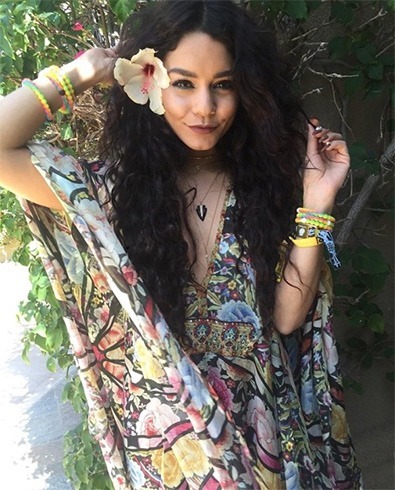 Vanessa Hudgens in Floral Kaftan Dress