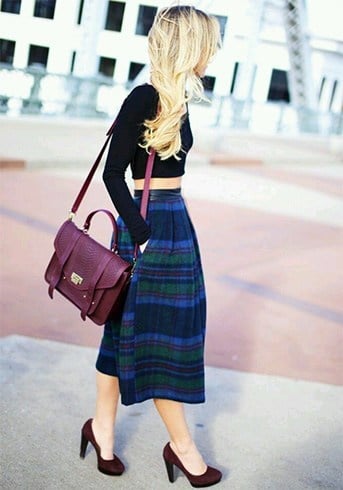 What To Wear With Blue Plaid Skirt