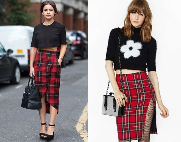 What To Wear With Red Plaid Skirt