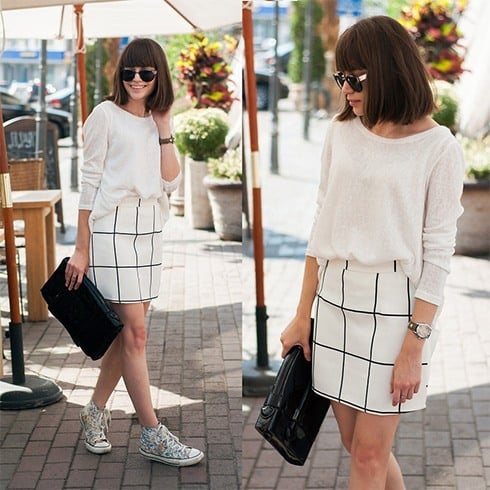 White plaid skirt