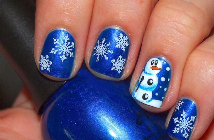 Blue Christmas Nail Design