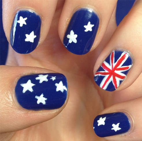 Blue Patriotic Love Nail Art