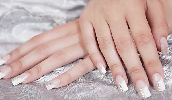White Glitter French Tip Nails - wide 1