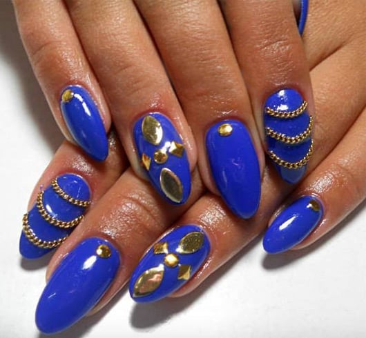  Gold Nail Designs With Blue