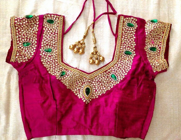 Maggam Work With Kundan Stones
