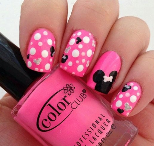 Minnie Mouse Pink Nails