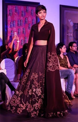 Dark chocolate brown lehenga