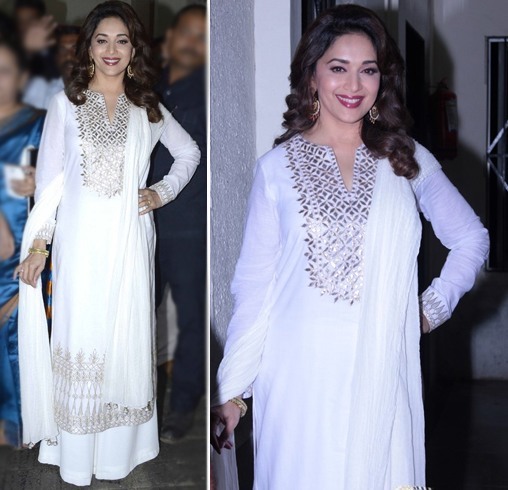 Madhuri Dixit in white Anita Dongre