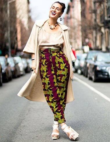 Printed harem pants and mules