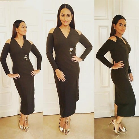 Sonakshi Sinha in Cold Shoulder Dress