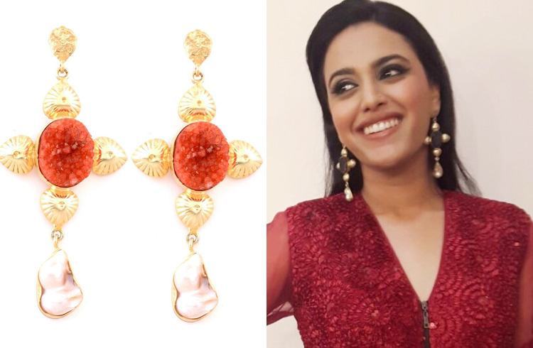 Swara bhaskar in Shillpa Purii Floral Danglers