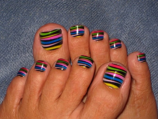 4. Pink and Purple Striped Toe Nail Design - wide 2