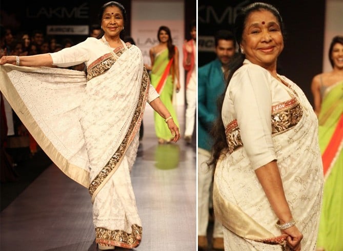 Asha Bhosle In Chikankari