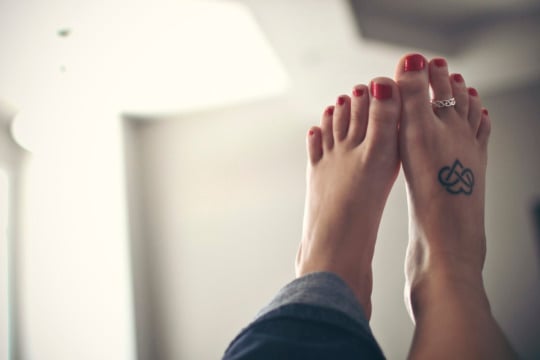infinity heart tattoo on foot