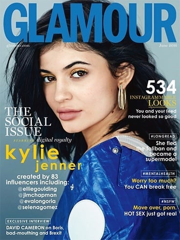 Kylie Jenner On Glamour UK June 2016 Magazine Cover