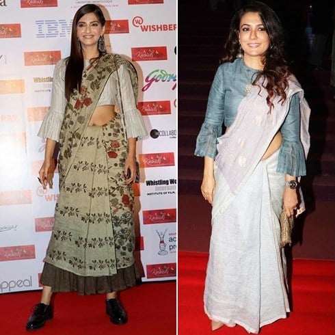 Sonam Kapoor and Mini Mathur in Anavila sarees