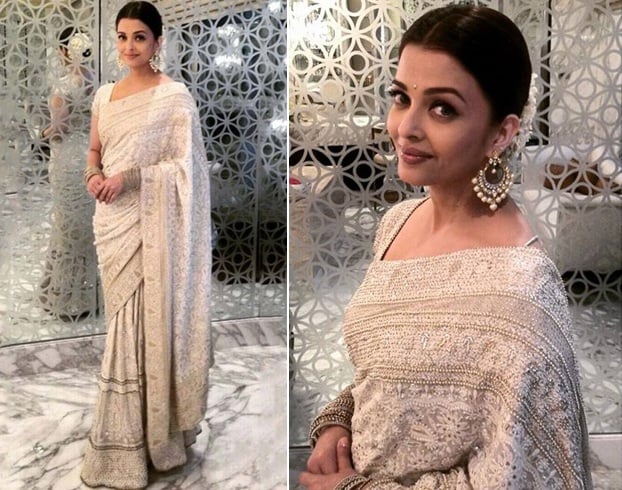 Aishwarya Rai in a white saree