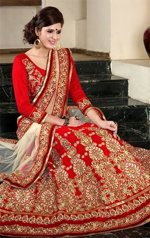 Bridal Style Lehenga Saree