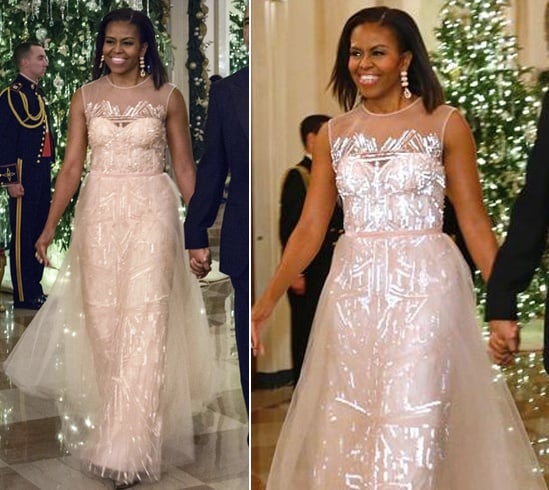 Michelle Obama In Monique Lhuillier