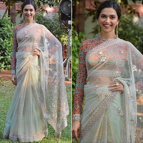 Deepika Padukone In Anju Modi sheer sari